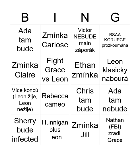 RESIDENT EVIL REQUIEM Bingo Card