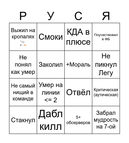 Хорошее Бинго Bingo Card