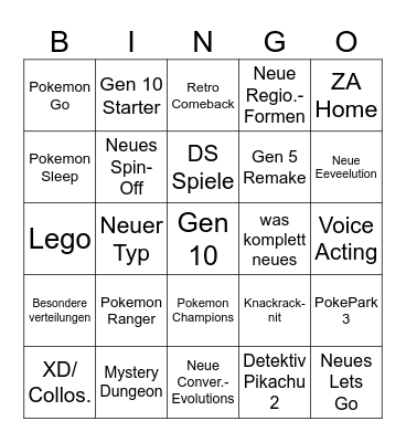 Pokémon Day 2026 Bingo Card