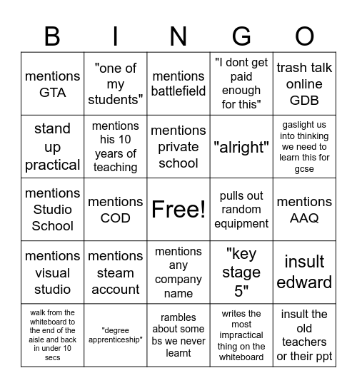 MR JOHNSON Bingo Card