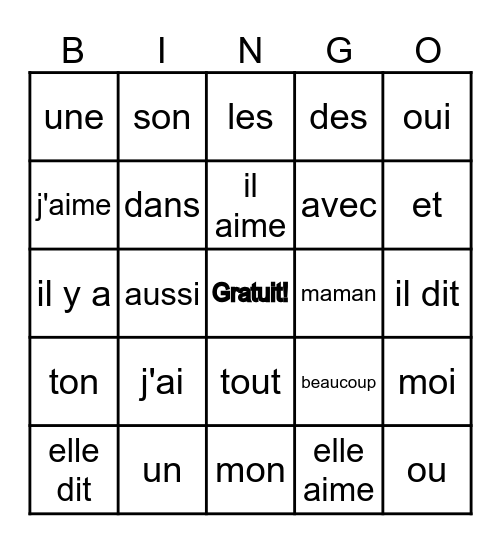 Mots de passe Bingo Card