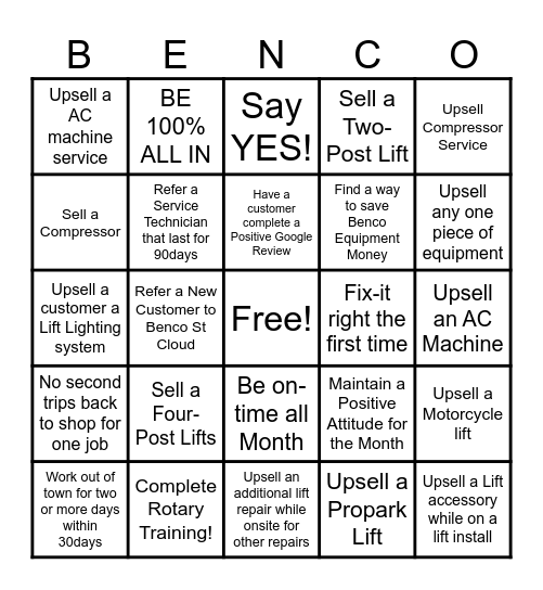 BENCO BINGO Card