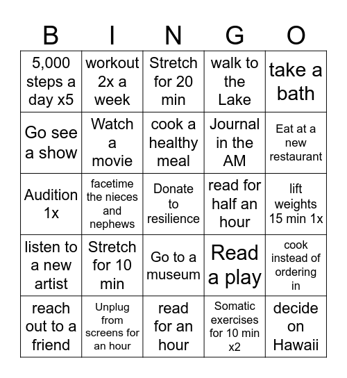 CC's MHW Bingo Card Bingo Card