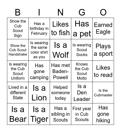 Blue and Gold Bingo Card