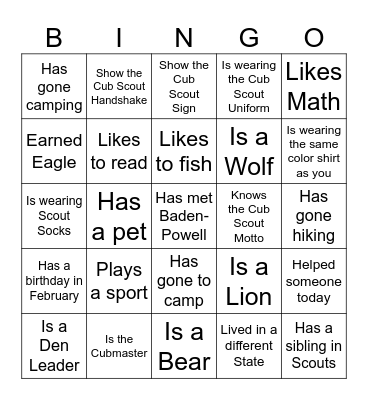 Blue and Gold Bingo Card