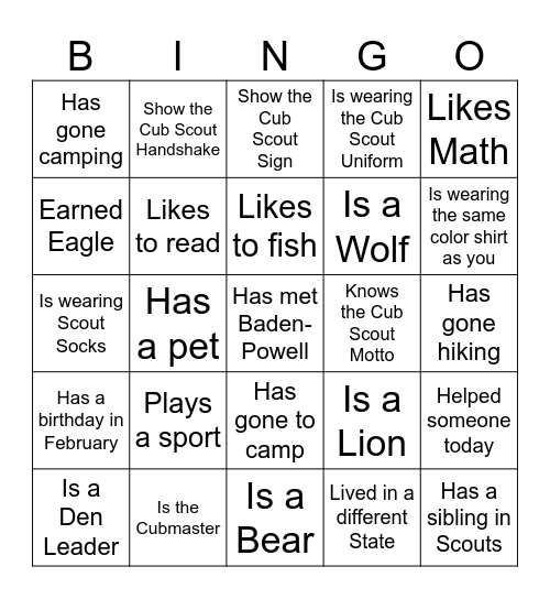 Blue and Gold Bingo Card