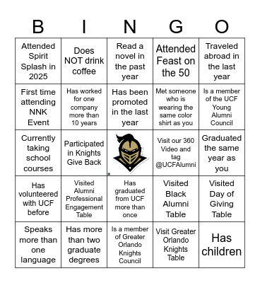 National Networking Knight Scavenger Hunt 2026 Bingo Card