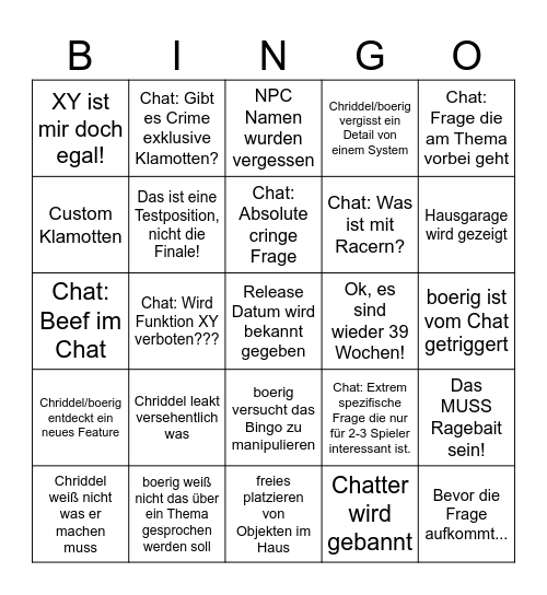 HS Ankündigungsbingo Card