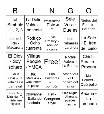 BINGO MUSICAL Bingo Card