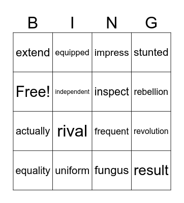 Vocab #11 Bingo Card