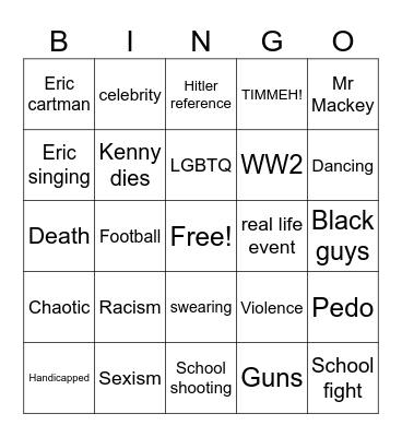 South park Bingo Card