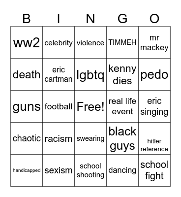 south park bingo Card