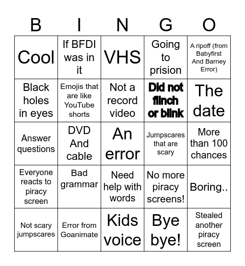 Bingo Anti Piracy Screen Bingo Card