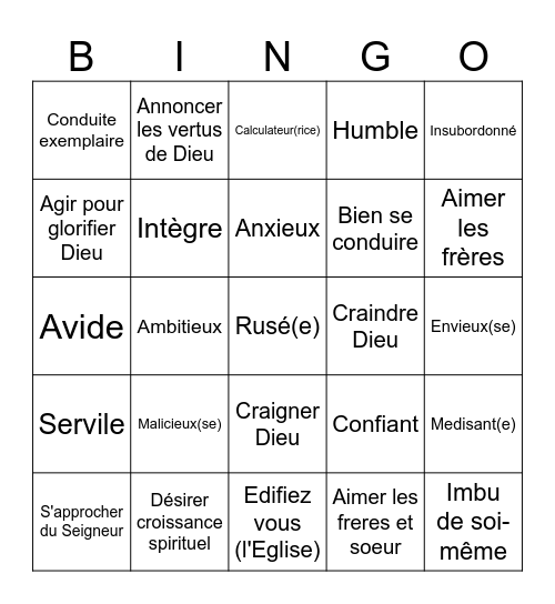 Autorité Bingo Card