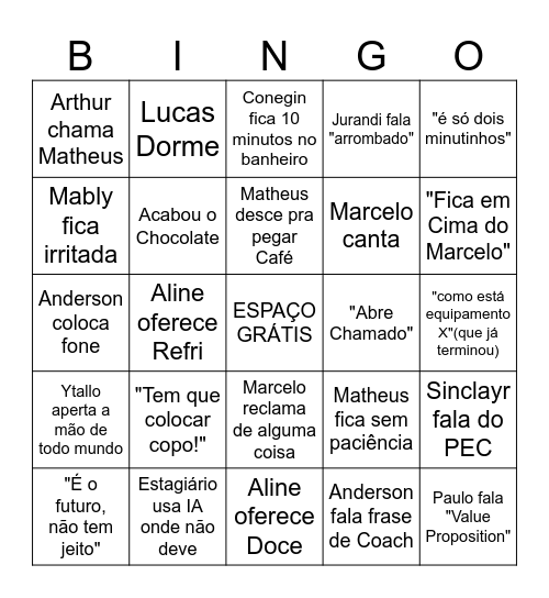 Bingo da Empresa Bingo Card