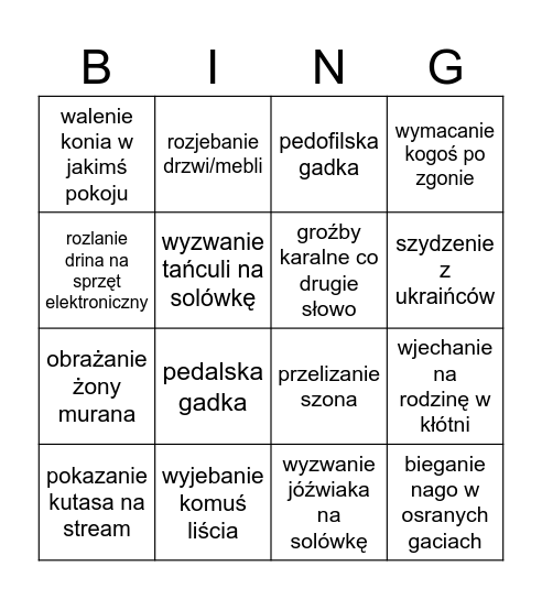ALI PARSZYWA CHATA BINGO Card