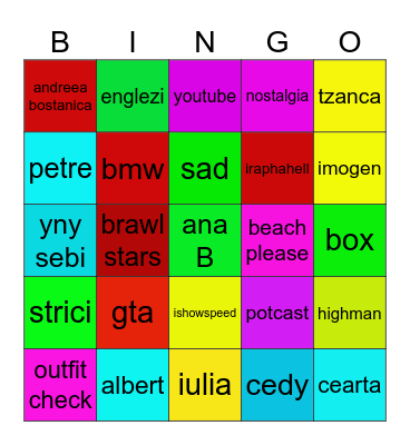 binco off Bingo Card