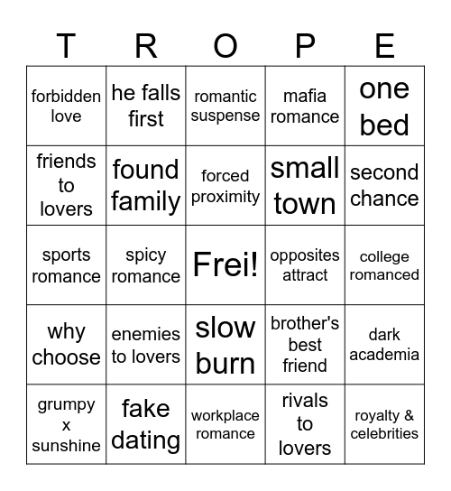 Tropes Bingo Card