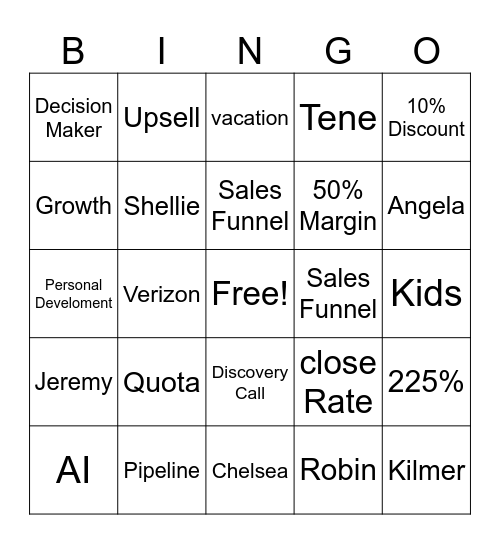 Jim Bingo Card