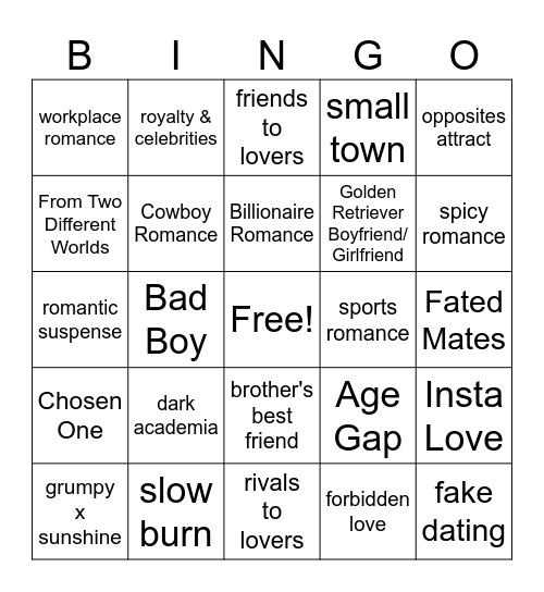 Tropes Bingo Card