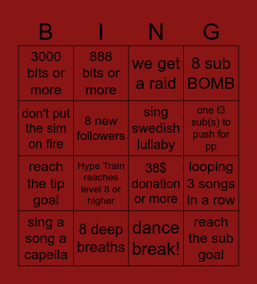 18K ROSES Bingo Card