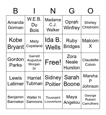 Black Excellence Bingo Card