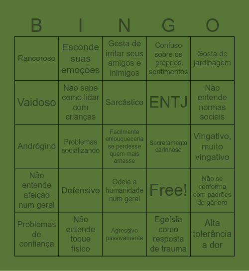 Jeanne Bingo Card