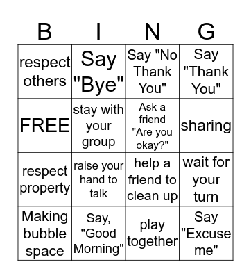 We are Respectful Bingo Card