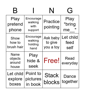 12 MONTHS MILESTONE Bingo Card