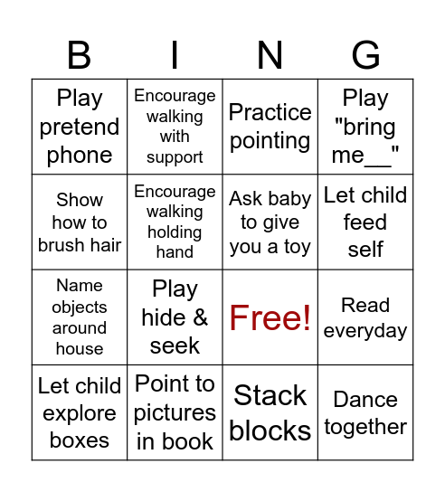 12 MONTHS MILESTONE Bingo Card