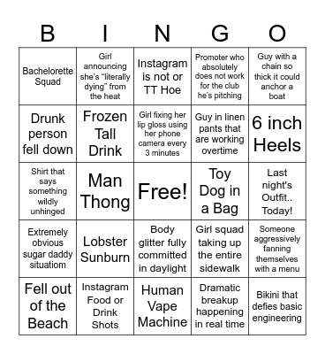 SoBe Bingo Card