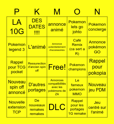Pokemon present Bingo Card