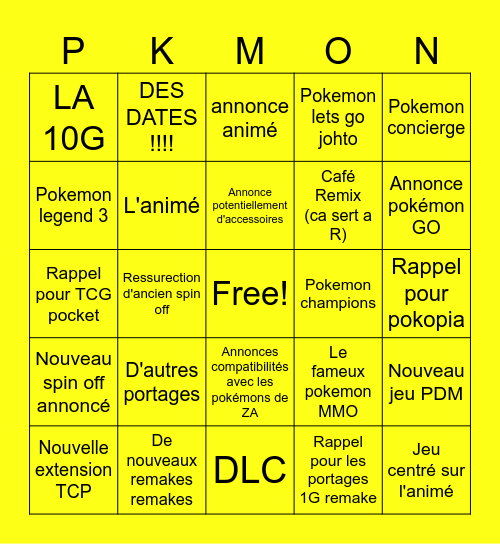 Pokemon present Bingo Card