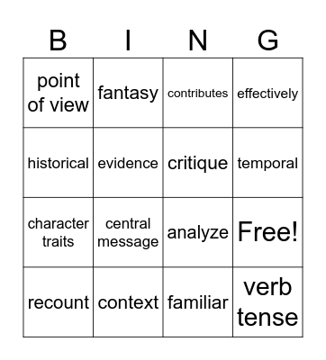 Mod 3 Unit 1 Vocab Bingo Card