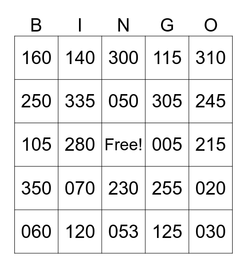Bearings BINGO Card