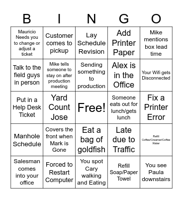 Rinker Bingo! Bingo Card