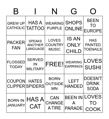 CROSSROADS BINGO Card