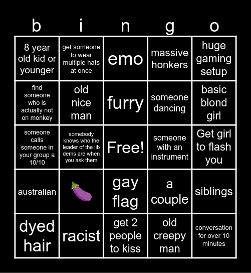 Omegle Bingo Card