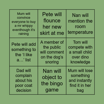 The Walls in Lyme Bingo Card