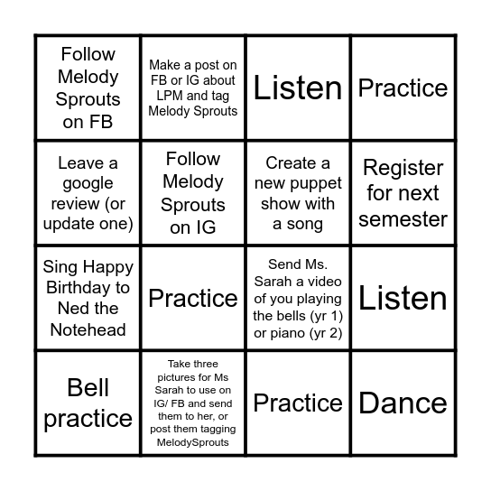 Microsoft Word  Bingo Card