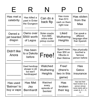 Emerson Xposed Icebreaker Bingo Card