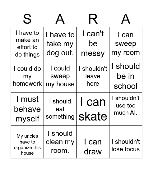 MODAL VERBS Bingo Card