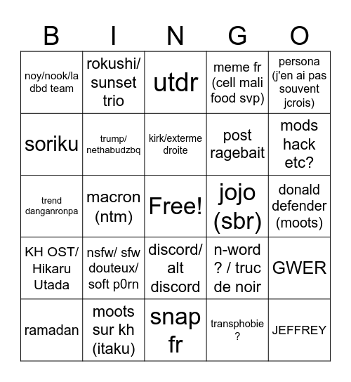 bingo twitter tl le soir Bingo Card