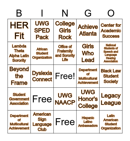 Experience the Culture Bingo Card