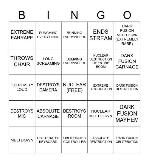 Gamer rage ☢ NUCLEAR EDITION ☢ Bingo Card