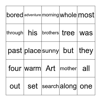 Alexanders Outing Bingo Card