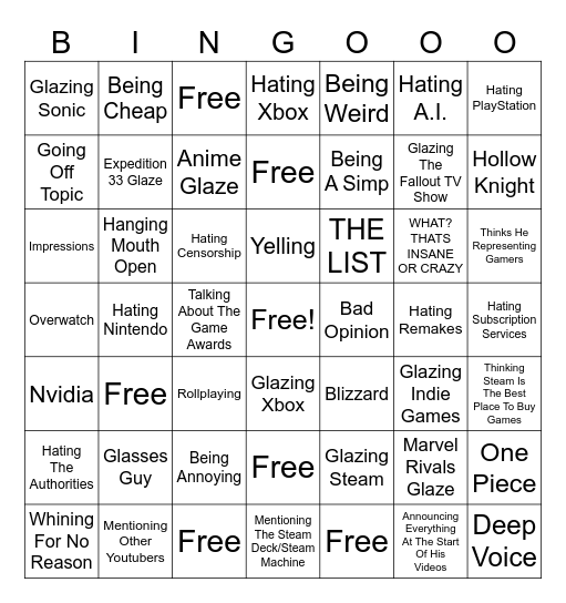 Jacobweeby Bingo Card