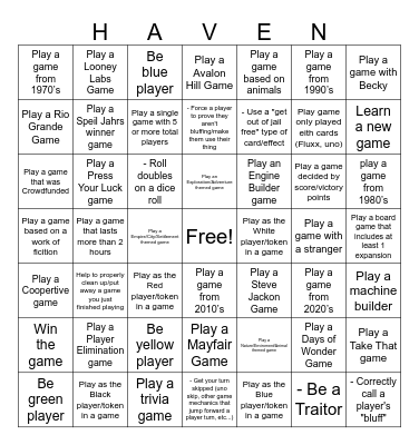 24 Hour Board Game Bingo Card