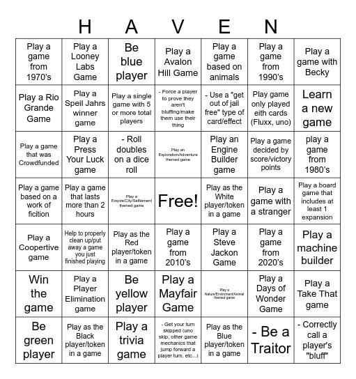 24 Hour Board Game Bingo Card