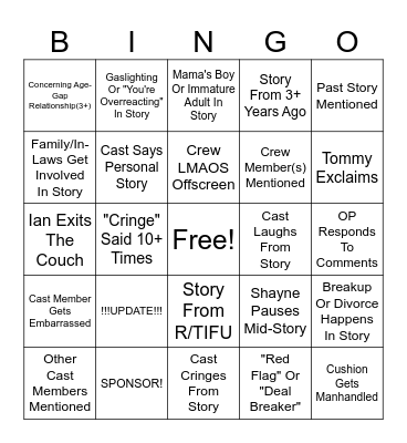 SRRS Bingo Card